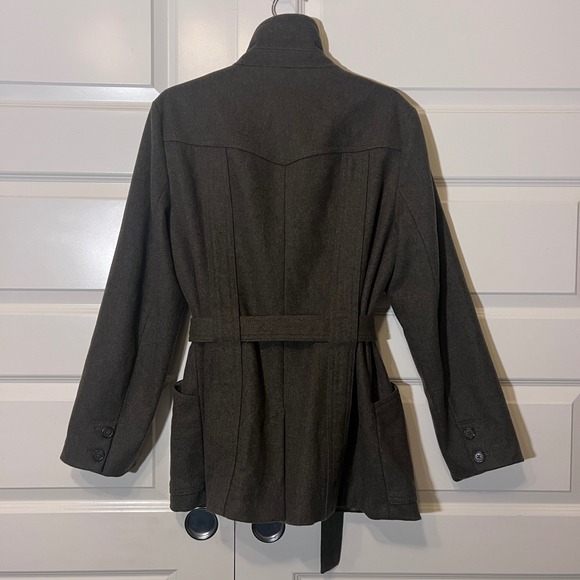 J. Crew Wool Blend Belted Coat in Dark Olive,‎ Women's Size Large - Picture 6 of 11